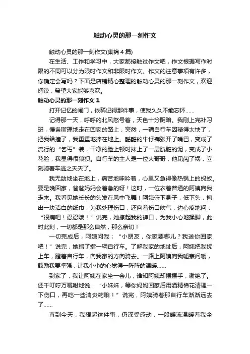 触动心灵的那一刻作文
