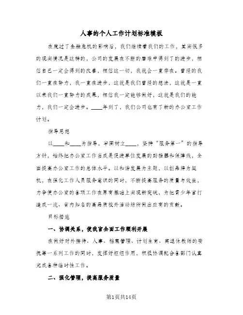 人事的个人工作计划标准模板(5篇)