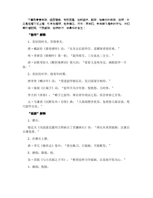 不负韶华砥砺前行是啥意思