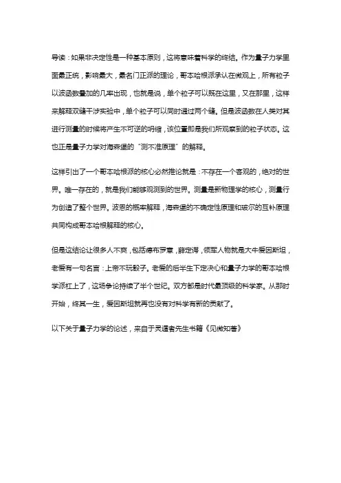如果非决定性是一种基本原则,这将意味着科学的终结