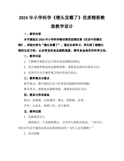 2024年小学科学《馒头发霉了》优质精彩教案教学设计