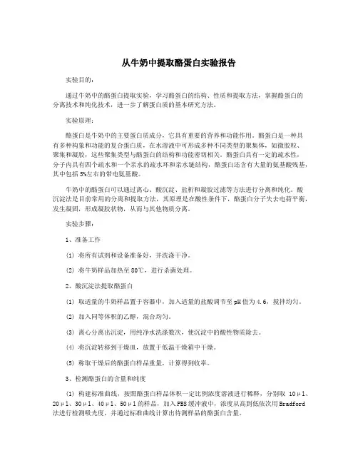 从牛奶中提取酪蛋白实验报告