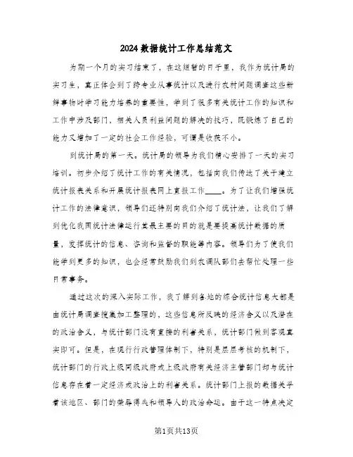 2024数据统计工作总结范文（3篇）