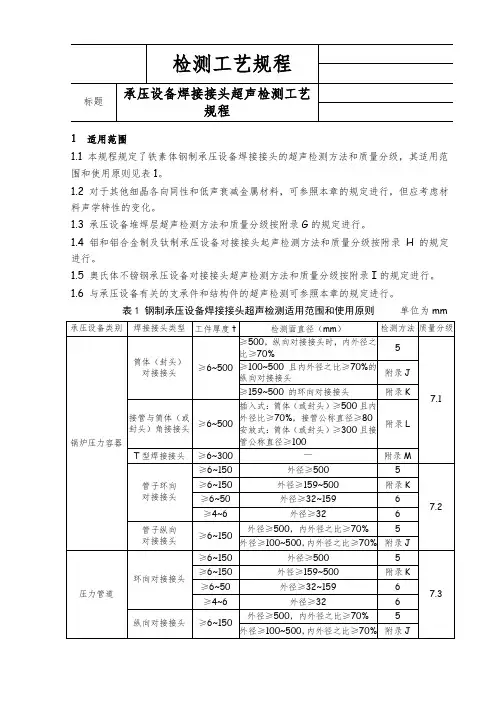 承压设备焊接接头超声检测工艺规程