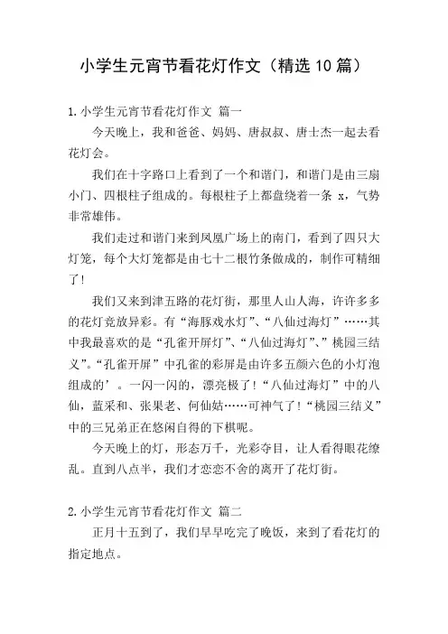 小学生元宵节看花灯作文(精选10篇)