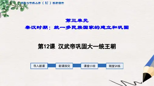 秋七年级历史上册第三单元秦汉时期：统一多民族国家的建立和巩固第12课汉武帝巩固大一统王朝教学课件新人教
