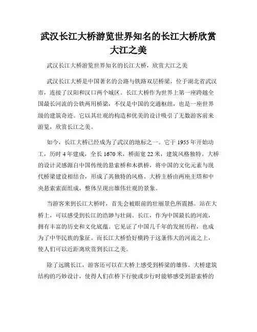 武汉长江大桥游览世界知名的长江大桥欣赏大江之美