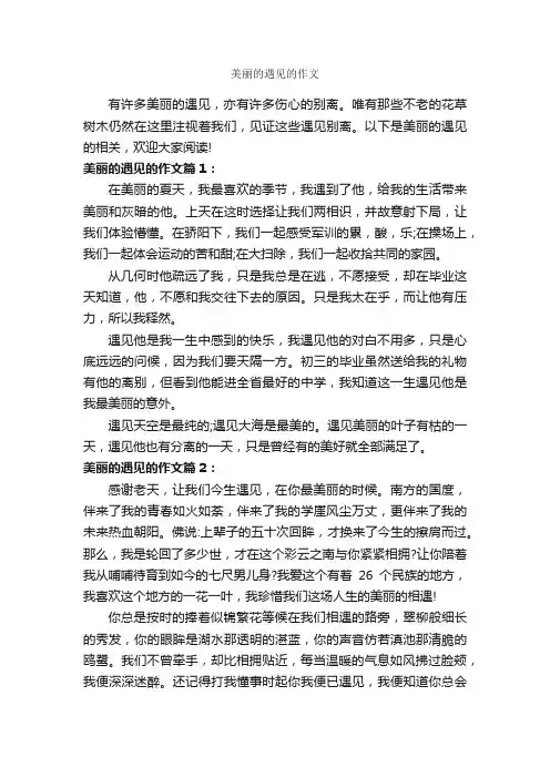 美丽的遇见的作文_作文700字_初一作文_