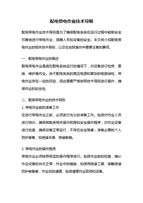 配电带电作业技术导则
