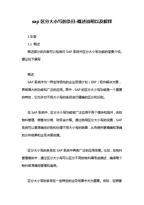 sap区分大小写的条目-概述说明以及解释