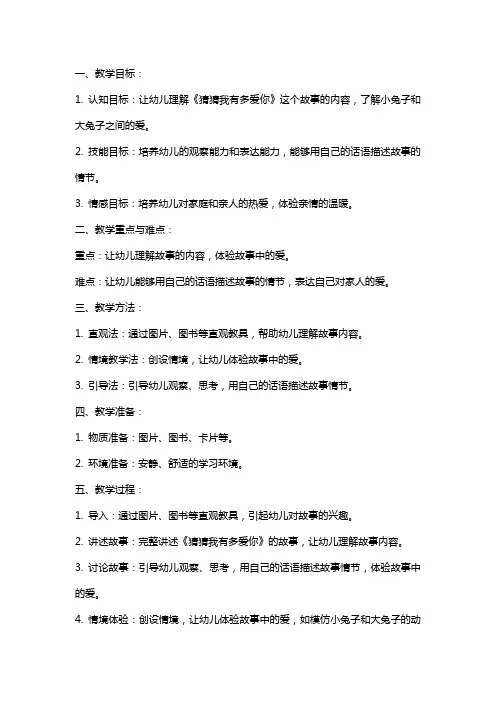 《猜猜我有多爱你》中班语言教案与反思