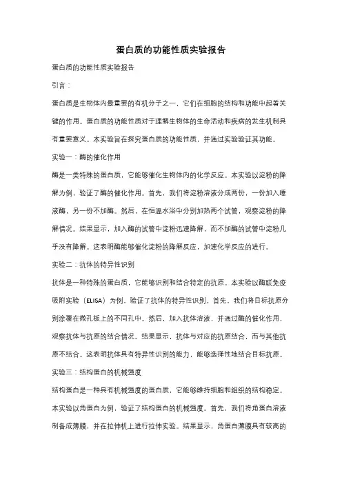蛋白质的功能性质实验报告