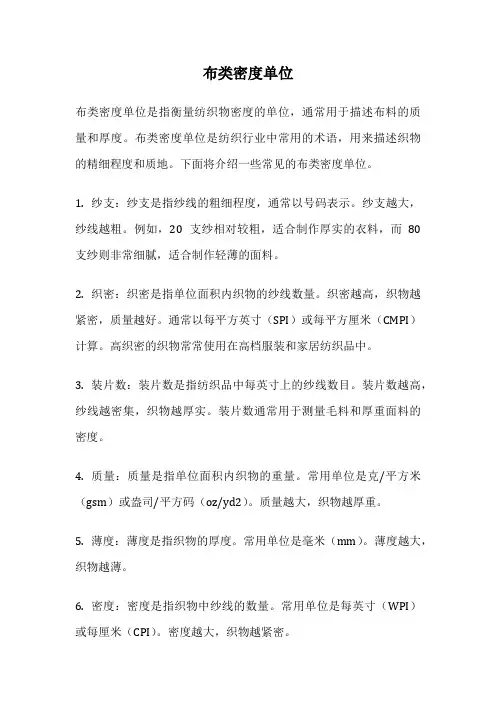 布类密度单位