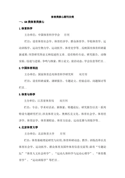 体育类核心期刊