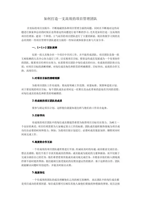 如何打造一支高效的项目管理团队