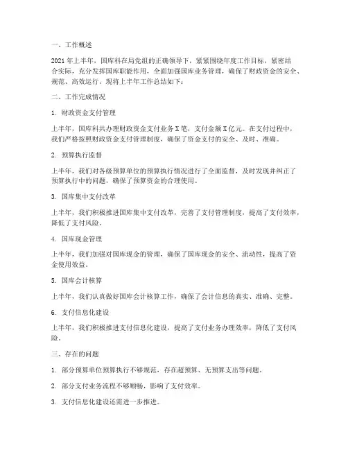 国库科上半年工作总结