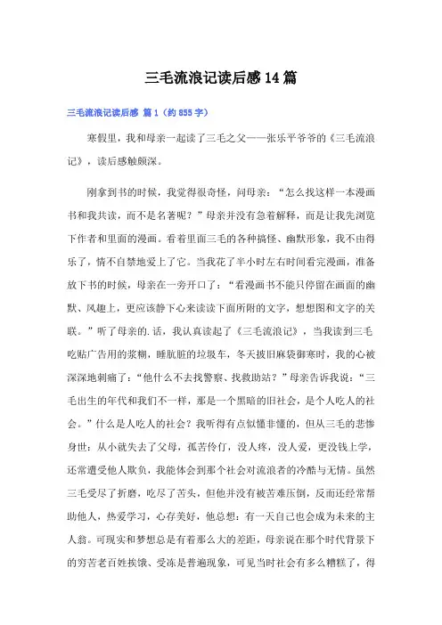 三毛流浪记读后感14篇