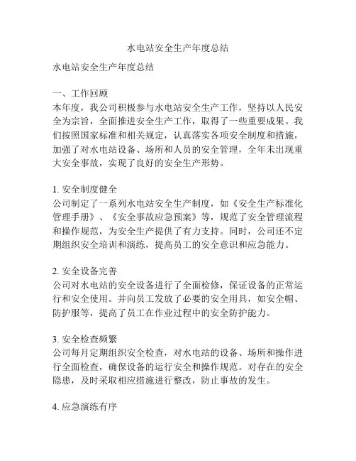 水电站安全生产年度总结