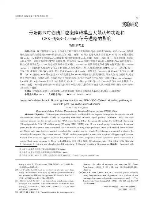 丹酚酸B对创伤后应激障碍模型大鼠认知功能和GSK-3β