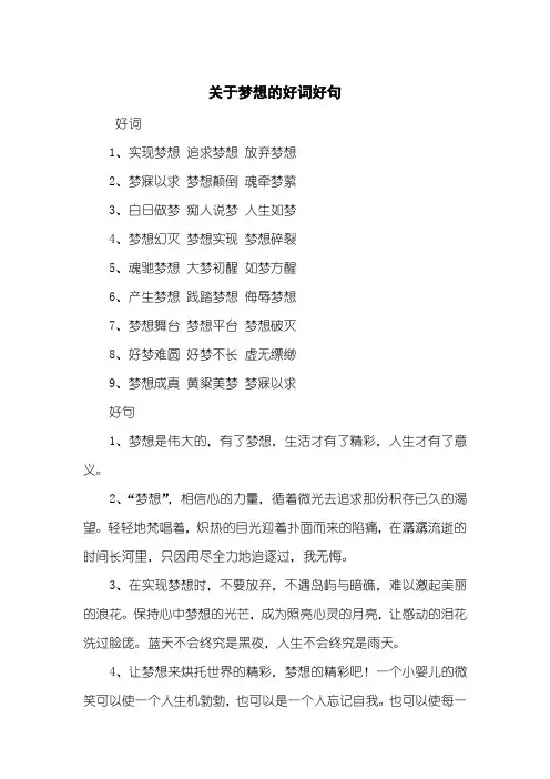 关于梦想的好词好句