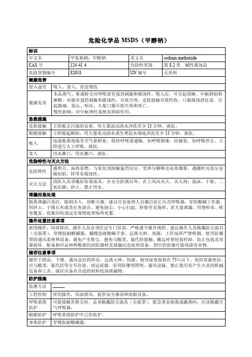 危险化学品MSDS(甲醇钠)