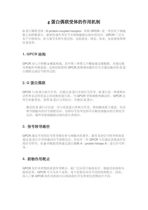 g蛋白偶联受体的作用机制