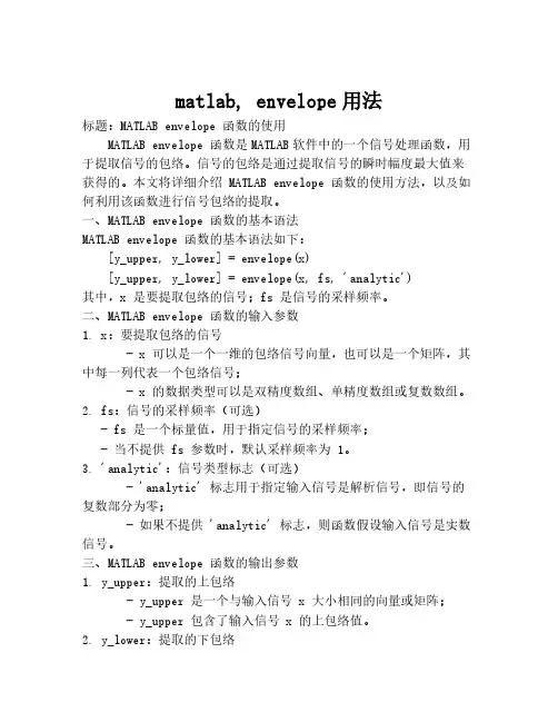 matlab, envelope用法