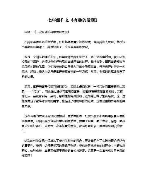七年级作文《有趣的发现》