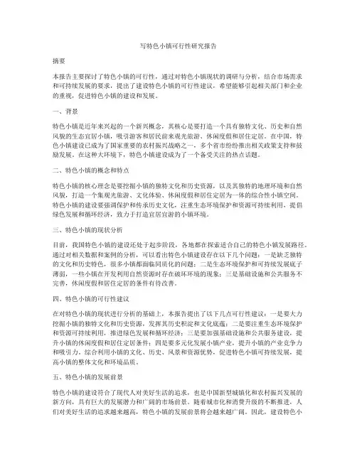 写特色小镇可行性研究报告