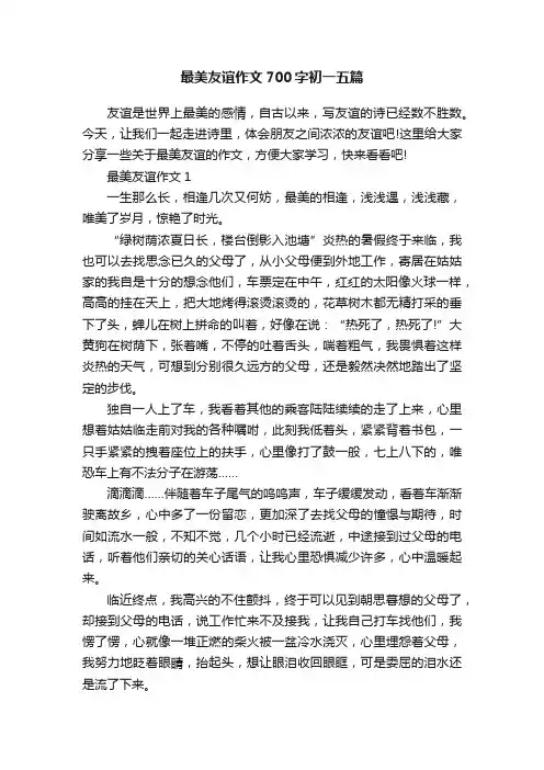 最美友谊作文700字初一五篇