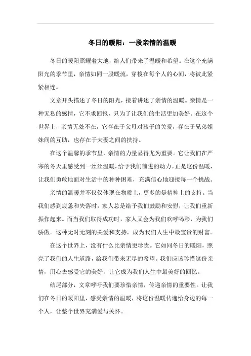 冬日的暖阳：一段亲情的温暖