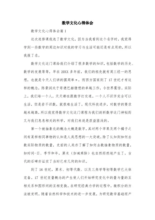 数学文化心得体会