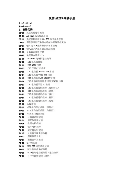 夏普AR275维修手册