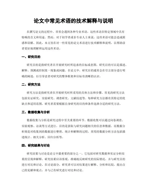 论文中常见术语的技术解释与说明