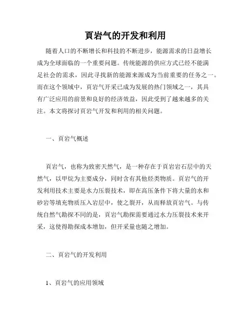 页岩气的开发和利用