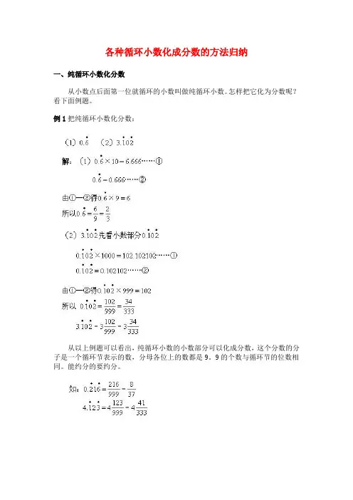 各种循环小数化成分数的方法归纳