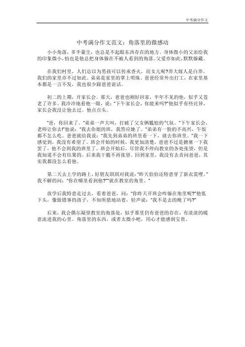 中考满分作文：角落里的微感动