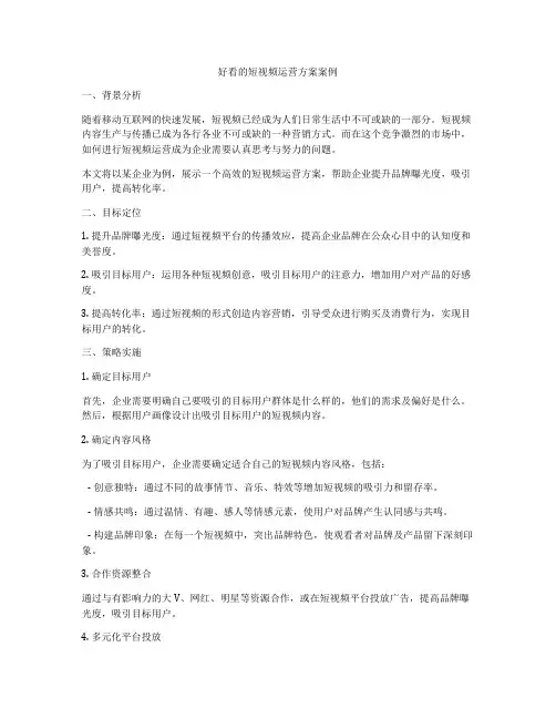 好看的短视频运营方案案例