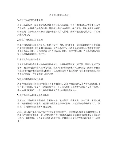 液压重点知识点总结