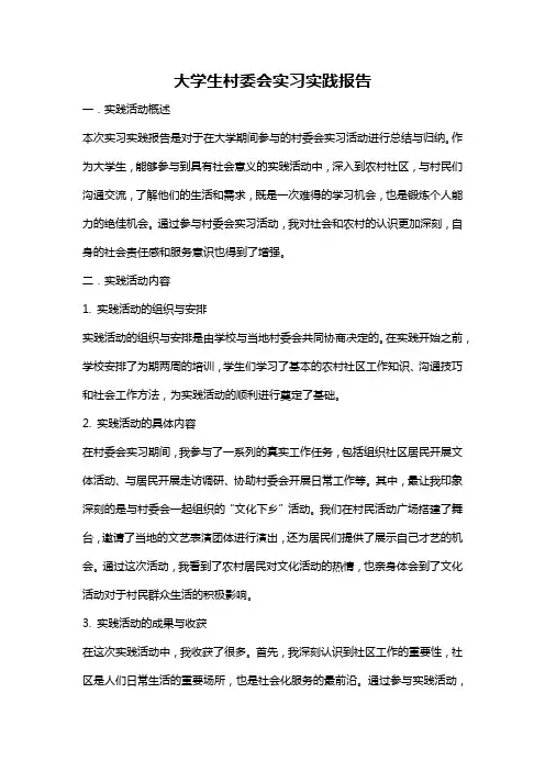 大学生村委会实习实践报告