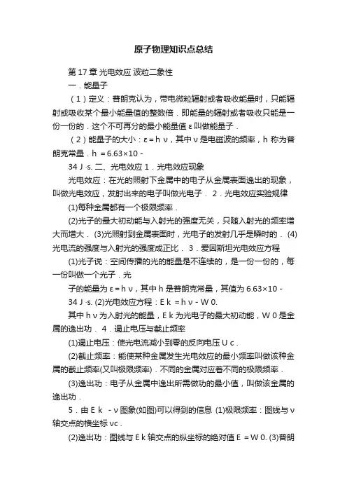 原子物理知识点总结