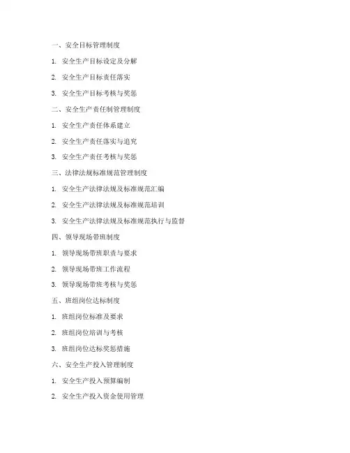 安全生产管理制度文件清单