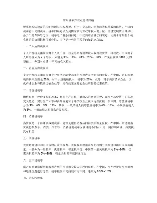 常用税率知识点总结归纳