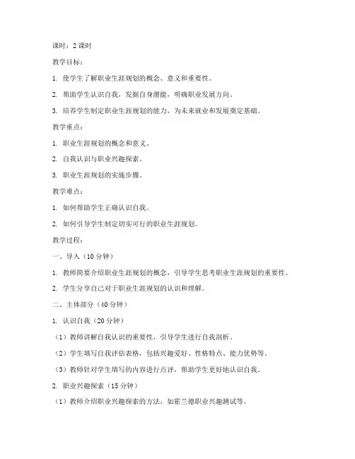 大学职业生涯规划教育教案