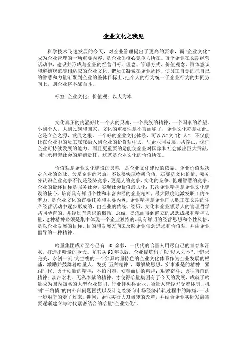 企业文化之我见