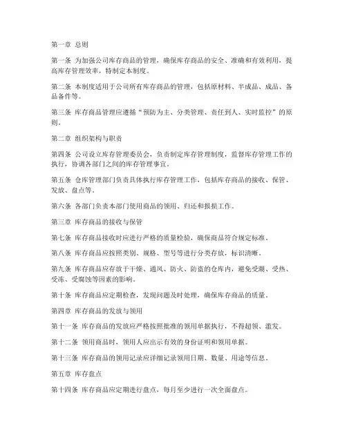 监督公司库存商品管理制度