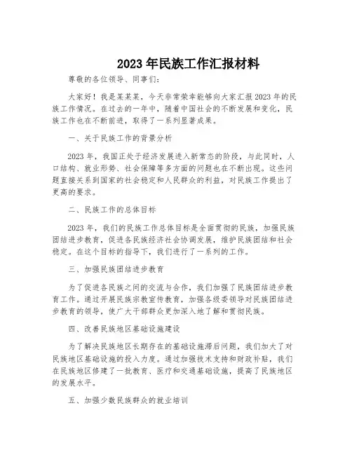 2023年民族工作汇报材料