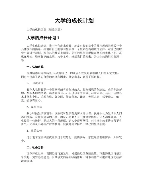 大学的成长计划