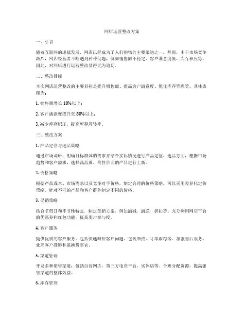 网店运营整改方案