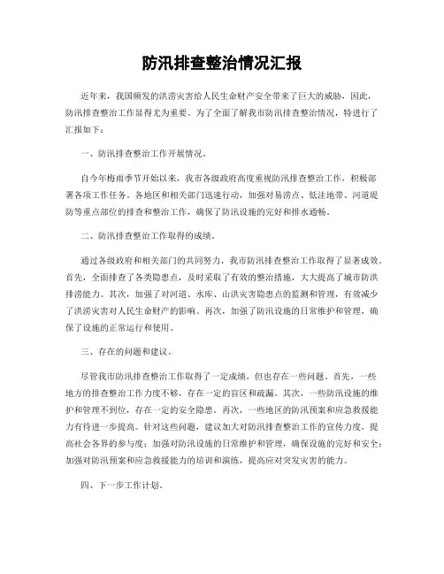 防汛排查整治情况汇报